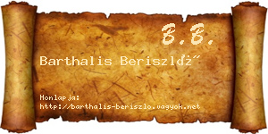 Barthalis Beriszló névjegykártya